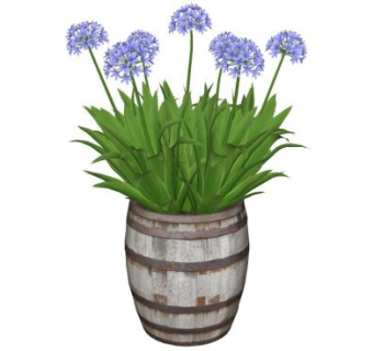 百子莲木花盆SU模型下载_sketchup草图大师SKP模型