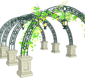 拱型花架su模型下载_sketchup草图大师SKP模型