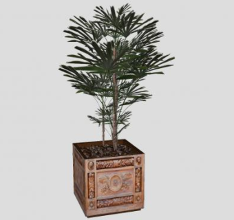 欧式雕刻盆栽植物SU模型下载_sketchup草图大师SKP模型