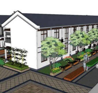 养老院改造su模型下载_sketchup草图大师SKP模型