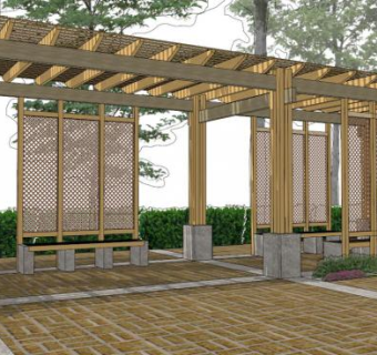 展示廊架su模型下载_sketchup草图大师SKP模型