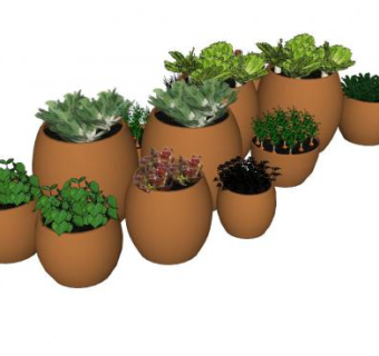 陶瓷盆栽系列SU模型下载_sketchup草图大师SKP模型