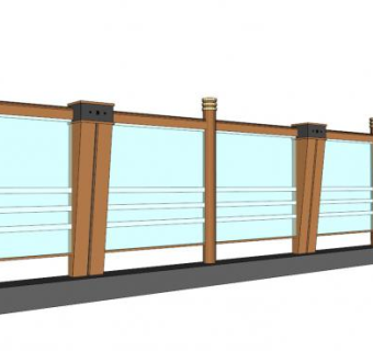 欧式玻璃栏杆su模型下载_sketchup草图大师SKP模型