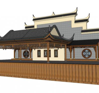 美丽乡村戏台su模型下载_sketchup草图大师SKP模型