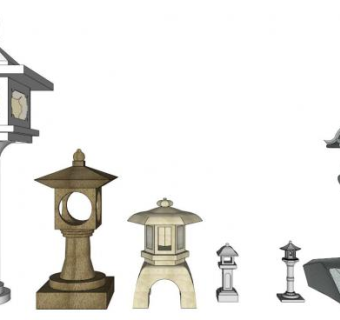 庭院石灯笼su模型下载_sketchup草图大师SKP模型