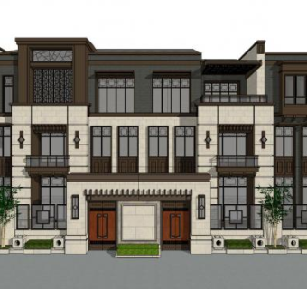 新中式别墅景观设计su模型下载_sketchup草图大师SKP模型