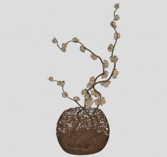 文艺花枝花瓶SU模型下载_sketchup草图大师SKP模型