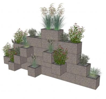 户外石造花箱SU模型下载_sketchup草图大师SKP模型