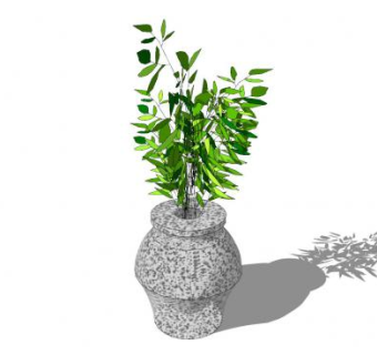 中式石造盆栽SU模型下载_sketchup草图大师SKP模型