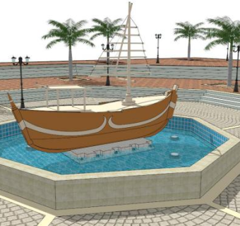 水池雕塑su模型下载_sketchup草图大师SKP模型