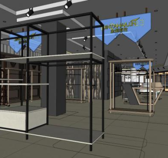 服装店货架su模型下载_sketchup草图大师SKP模型