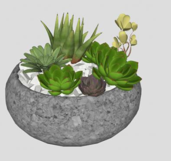 文艺盆景SU模型下载_sketchup草图大师SKP模型