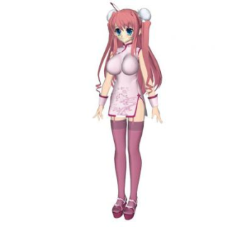 动漫旗袍女孩SU模型下载_sketchup草图大师SKP模型