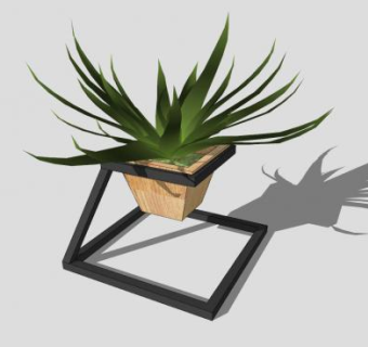 创意金属花架木盆栽SU模型下载_sketchup草图大师SKP模型