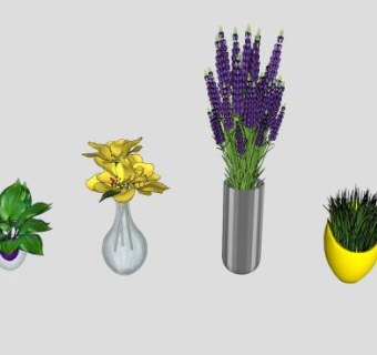 现代系列盆栽SU模型下载_sketchup草图大师SKP模型