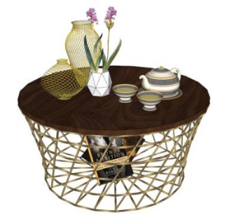 圆形茶桌su模型下载_sketchup草图大师SKP模型