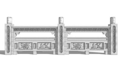 室外石材楼梯扶手su模型下载_sketchup草图大师SKP模型