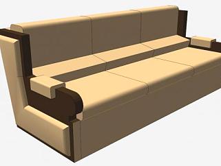 黄色皮质沙发su模型下载_sketchup草图大师SKP模型