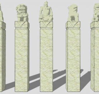 拴马柱su模型下载_sketchup草图大师SKP模型