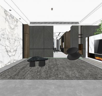 现代简约户型设计SU模型下载_sketchup草图大师SKP模型