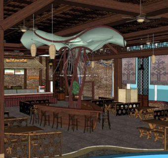 公园餐厅su模型下载_sketchup草图大师SKP模型