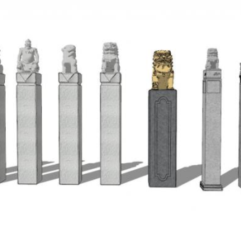 栓马桩SU模型下载_sketchup草图大师SKP模型