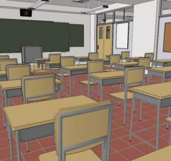 教学桌椅su模型下载_sketchup草图大师SKP模型