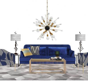 轻奢客厅软装SU模型下载_sketchup草图大师SKP模型