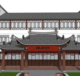 徽式建筑门楼su模型下载_sketchup草图大师SKP模型