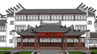 徽式建筑门楼su模型下载_sketchup草图大师SKP模型