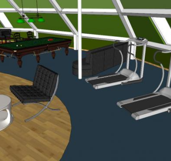 健身房室内布置设计su模型下载_sketchup草图大师SKP模型