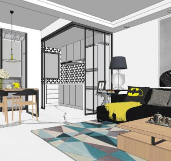 现代客厅家具设计sketchup模型下载_sketchup草图大师SKP模型