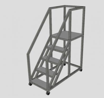 书架梯子SU模型下载_sketchup草图大师SKP模型