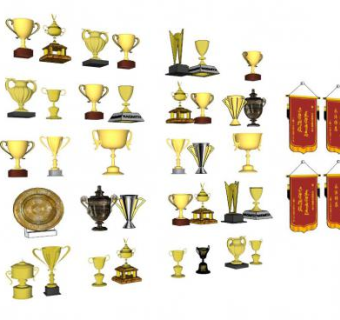 奖牌奖杯锦旗设计su模型下载_sketchup草图大师SKP模型