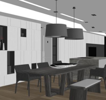 现代简约户型家装SU模型下载_sketchup草图大师SKP模型