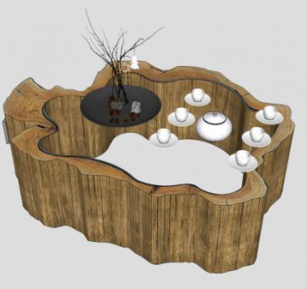 中式茶桌su模型下载_sketchup草图大师SKP模型