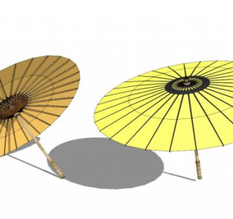 古代油纸伞雨伞su模型下载_sketchup草图大师SKP模型