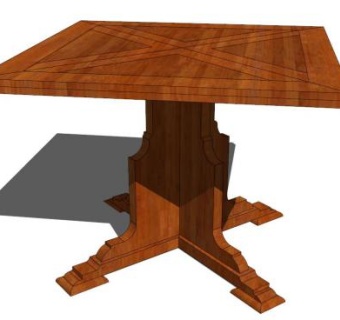 中式方形餐桌su模型下载_sketchup草图大师SKP模型