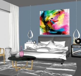 单身公寓户型SU模型下载_sketchup草图大师SKP模型