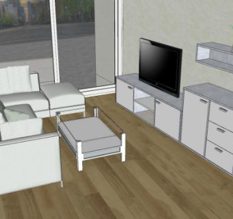 复式房间客厅装修sketchup模型下载_sketchup草图大师SKP模型