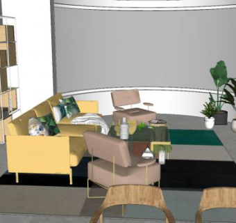 北欧客厅室内装饰SU模型下载_sketchup草图大师SKP模型