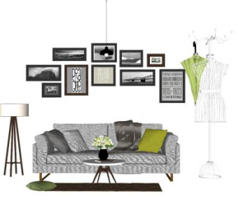 极简软装客厅SU模型下载_sketchup草图大师SKP模型