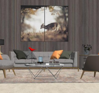 北欧简约客厅室内SU模型下载_sketchup草图大师SKP模型