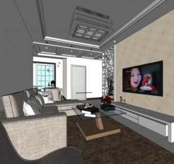 北欧客餐厅设计SKP模型下载_sketchup草图大师SKP模型