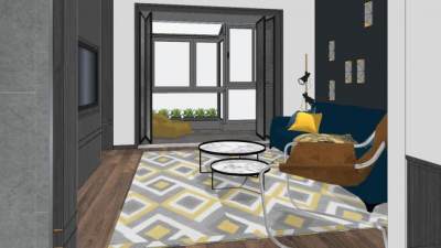 现代客厅软装家具sketchup模型下载_sketchup草图大师SKP模型