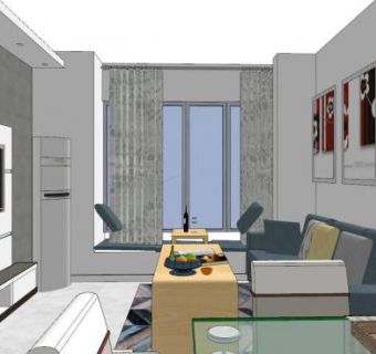 现代简约客厅家装sketchup模型下载_sketchup草图大师SKP模型