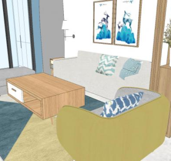 北欧风格客厅SU模型下载_sketchup草图大师SKP模型