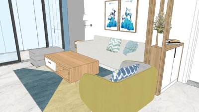 北欧风格客厅SU模型下载_sketchup草图大师SKP模型