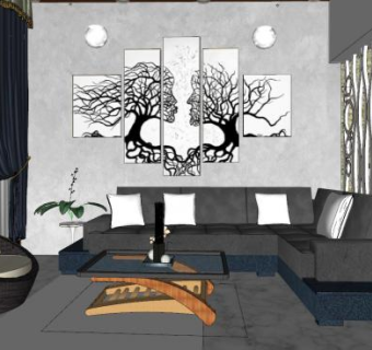 北欧家装客餐厅SU模型下载_sketchup草图大师SKP模型