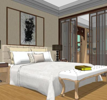 新古典家装室内组合SU模型下载_sketchup草图大师SKP模型